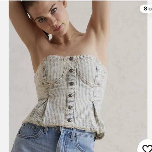 Pilcro Denim Button Down Corset Top - Picture 2 of 11